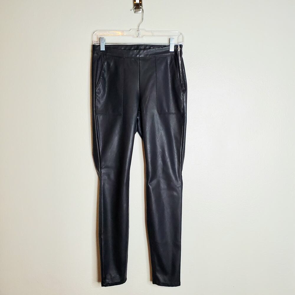 Edgy Indie Sleaze Vegan Leather Pant 26 Black Ankle Zip Emo Goth Blank NYC NWT